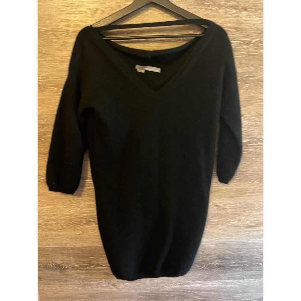 360 Cashmere Long Sleeve Tunic Sweater Mini Dress SZ Medium Black
